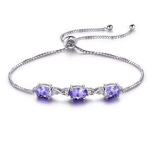 Adjustable Chain Bracelet  for Women Silver Created Blue Topaz Ginger Lyne Collection - 1 of 4
