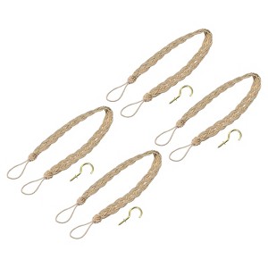 Unique Bargains Polyester Handmade Braided Decorative Curtain Tiebacks with Metal Hooks - 1 of 4