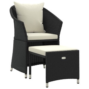 vidaXL Garden Lounge Set Black Poly rattan, steel Medium - 1 of 4