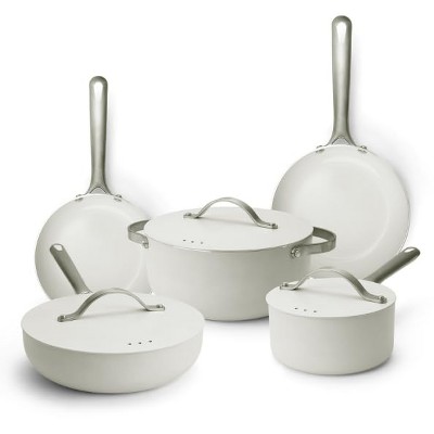 Alva Mobi 8-Piece Cream Titanium Reinforced Ceramic Cookware Set Non-Toxic All Stovetop Compatible Induction Oven & Dishwasher Safe