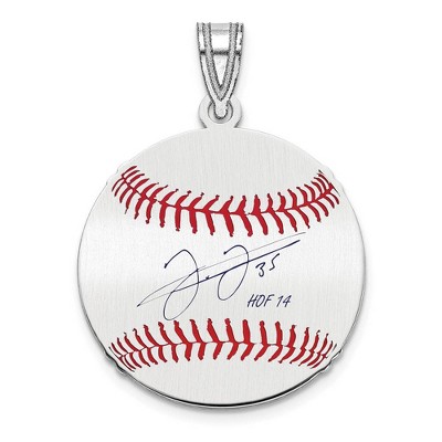 Black Bow Jewelry Sterling Silver Frank Thomas Signature SM Enamel Baseball Pendant