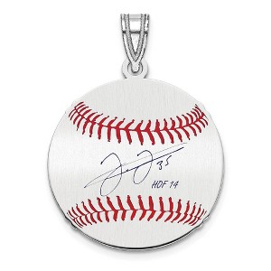 Black Bow Jewelry Sterling Silver Frank Thomas Signature SM Enamel Baseball Pendant - 1 of 4