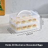 2-Layer 24 Eggs Plastic Detachable Deviled Egg Carrier Storage Container With Lid and Handle, Freezer Safe - 2 of 4