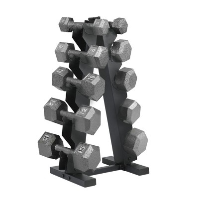 Holahatha 5, 8, 10, 12 And 15 Lb Cast Iron Dumbbell Weight Set With ...