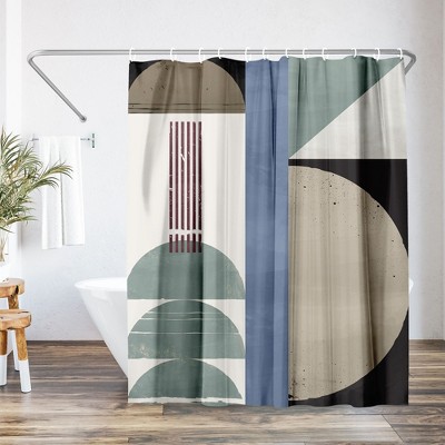 71x74 Modern Abstract Shower Curtain - 100% Polyester - Water-Resistant Bath Curtain