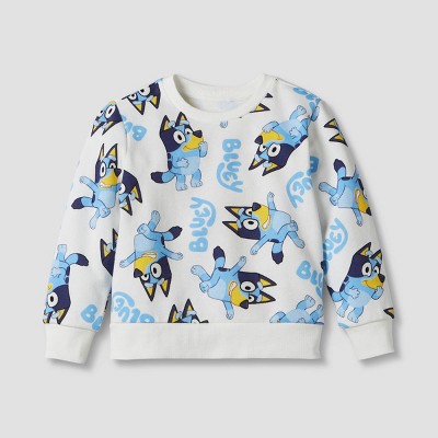 Image of Toddler Boys' Bluey Printed Pullover Sweatshirt - Cream 4T
