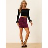 Allegra K Women's Velvet Party Bodycon Mini Ruched Skirt - 4 of 4
