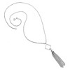 ELYA Women's Polished Open-Diamond Shaped Steel Tassel Drop Necklace - 23" - 2 of 4