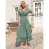 Coolmee Womens Floral Sundress Summer  Short Sleeve Wrap V Neck A-Line Maxi Dress - 4 of 4