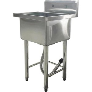 Stainless Steel Utility Sink,Commercial Kitchen Sink,Free Standing Single Bowl,Designed for Restaurant,Workshop and Laundry - 1 of 4