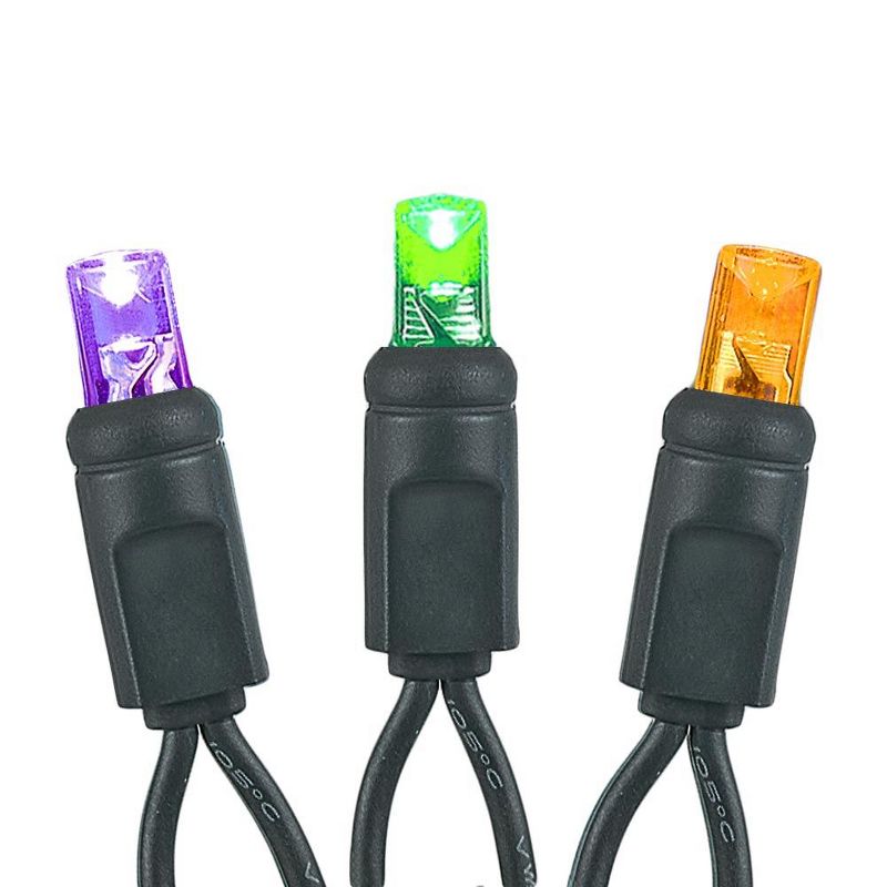 Novelty Lights Halloween Purple/Lime Green/Orange LED Icicle Lights on Black Wire 70 Bulbs, 4 of 5