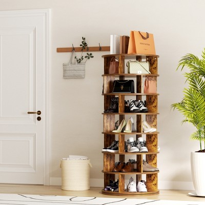 Aheaplus 7-Tier Shoe Rack, 28-32 Pair Rotating Shoe Rack Tower