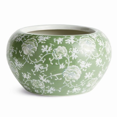 Plum & Post Green & White Chinoiserie Large Imperial Lotus Planter