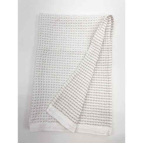 White & Taupe Cross Dyed Cotton Waffle Bath Towel - Anaya : Target