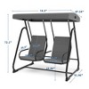 2-Person Patio Swing Chair w/Canopy, Outdoor Glider w/Cushions for Porch, Garden, Dark Grey - 3 of 4