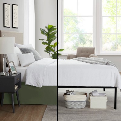 Olive Green Twin Microfiber Bed Skirt with 14" Drop