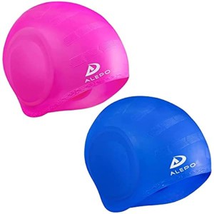 DSANE 2 Pack Kids Swim Caps for Boys Girls, Durable Silicone Swimming Cap with 3D Ear Pockets for Age 3-15 Toddler Child Youth Teen Unisex - 1 of 1