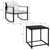 Black 3-Piece Wicker Outdoor Bistro Set Rocking Chairs with White Cushion - 4 of 4