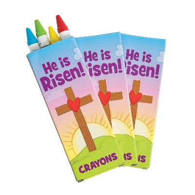 Fun Express Colorful He is Risen Crayon Boxes - 24 Pc. for Easter Activities