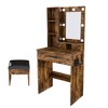 Homy Casa Vanity Table with Mirror and LED Lights, Power Outlet, Hairdryer Holder and Stool, Vintage - 2 of 4