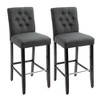 HOMCOM 2 Piece Barstools Linen Upholstered Breakfast Stools with Back, Footrest, ,Armless Seat for Kichen Dining Room,Solid Wood Leg, Gray - 4 of 4