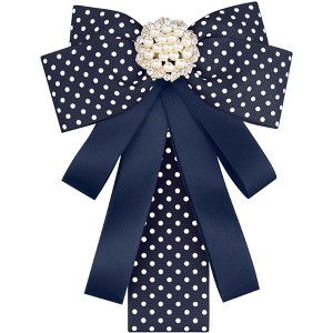 INSPIRE CHIC Women's Shirt Decoration Polka Dots Bow Ties Ribbon Brooch Pin 1 Pc - 1 of 4