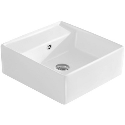 White Ceramic Square Vessel Bathroom Sink
