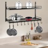 YIYIBYUS Hanging Pot Rack Wall Mounted 2 Tiers Pot and Pan Hanging Rack with 10 Hooks Kitchen Pan and Pot Hanger for Pot Storage Rack - 2 of 4