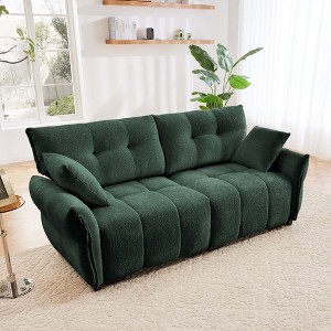 2 Seater Sofa with High Resilience Foam Cushions Modern Chenille Fabric Upholstery for Living Room White - 1 of 4