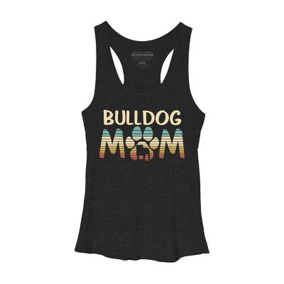 Women's Design By Humans Retro Bulldog Mom Paw Print By clickbong Racerback Tank Top