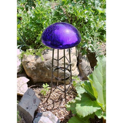 Cobalt Blue Crackle Glass Toadstool Gazing Globe Ball