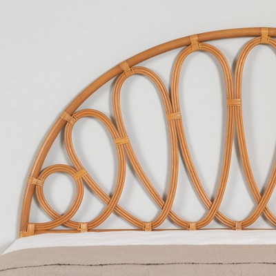 Queen White and Natural Wood Bohemian Panel Bed