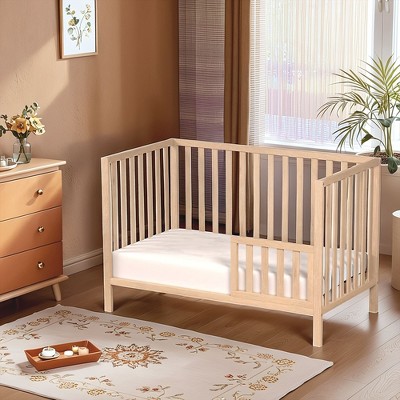 GDFStudio Garcia Modern 53.5" Pine Wood 3-in-1 Convertible Crib, Natural