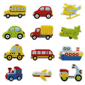 Wrapables Diamond Art Kits, 5D Gem Painting DIY Arts & Crafts Stickers, 12pcs Vehicles - 1 of 4
