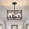LLHZSY 4-Light Handmade Glass Chandelier Ceiling Light 15 3/4"L x 15 3/4"W x 8 7/10"H-Black - 2 of 4