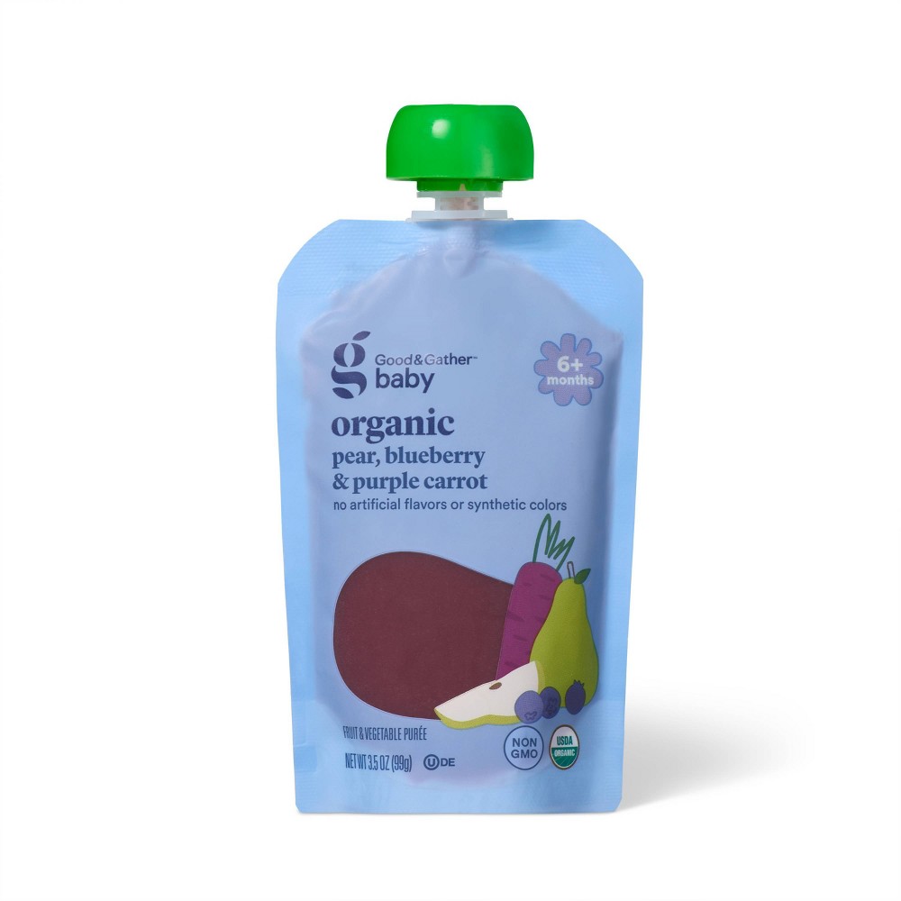 Pear Blueberry Purple Carrot Pouch - Berry Purple - 3.5oz - Good & Gather™: Baby Snacks, Ready to Eat, Kosher, 6 Months & Up