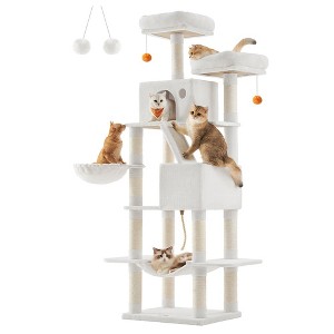 Feandrea 66.1/81.1"H Cat Tree Cat Tower for Indoor Cats, Plush Multi-Level Cat Condo with Scratching Posts, Perches, Caves, Hammock - 1 of 4