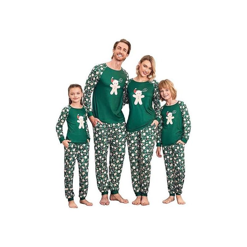 Ekouaer Christmas Pajamas for Family Long Sleeve Pjs Matching Sets with Plaid Pants Soft Sleepwear Loungewear-For Women Dark Green Gingerbread S