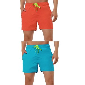 Lars Amadeus Men's Summer Solid Color Lightweight Elastic Waist Beach Swimming Trunks 2 Packs - 1 of 4