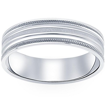 Pompeii3 6MM Flat Comfort Fit Mens Wedding Ring in 10k White Yellow Rose Gold or Platinum