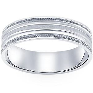 Pompeii3 6MM Flat Comfort Fit Mens Wedding Ring in 10k White Yellow Rose Gold or Platinum - 1 of 4