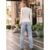 Women's Long Sleeve Knit Shirts Tops Soft Crewneck Blouse Stretch Fitted Fall Business Casual Y2K Outfits - 4 of 4