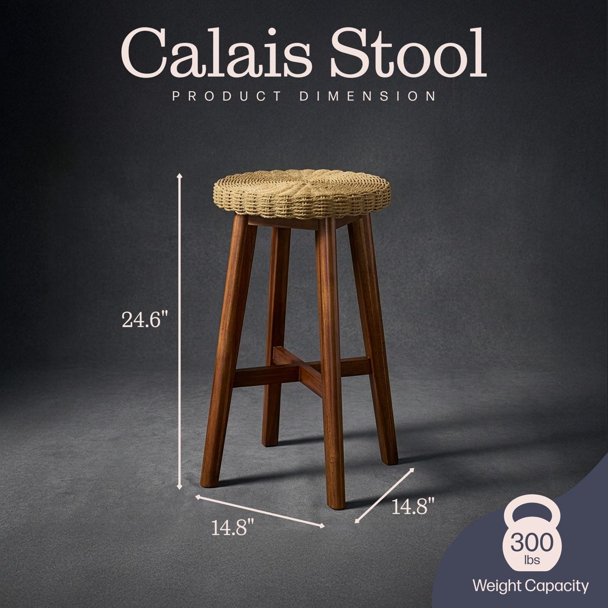 Alaterre Furniture 24in Round Bar Stool, Chestnut - thumbnail 6