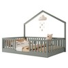 Twin/Full Size Montessori Bed Floor Bed Platform Bed Frame Toddler Bed Kid House Bed with Light & High Rails - ModernLuxe - 4 of 4