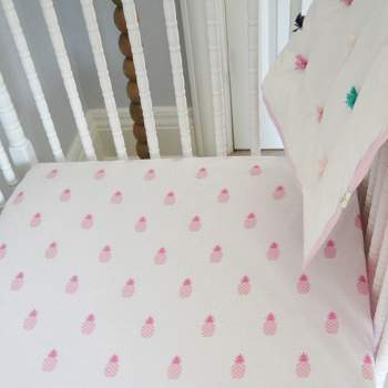 Fitted Crib Sheet Pineapples Pink