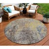 Brown And Gold Abstract Washable Indoor Outdoor Area Rug - 2 of 4