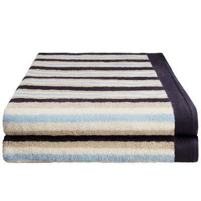 Cotton Modern Stripe 2-Piece Quick Drying Bath Towel Set by Blue Nile Mills