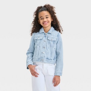 Girls' Denim Jacket - Cat & Jack™ Light Wash - 1 of 3
