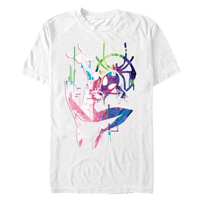 Men's Marvel: Spider-Man: Into the Spider-Verse Rainbow Watercolor  T-Shirt - White - 1X Big Tall