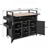 FONTOI Utility Storage Bins, Grill Cart with Table Top, Moveable Kitchen Island with Storage Cabinet for Backyard Garden, Black, 52.8"*28.30"*41.50" - 2 of 4